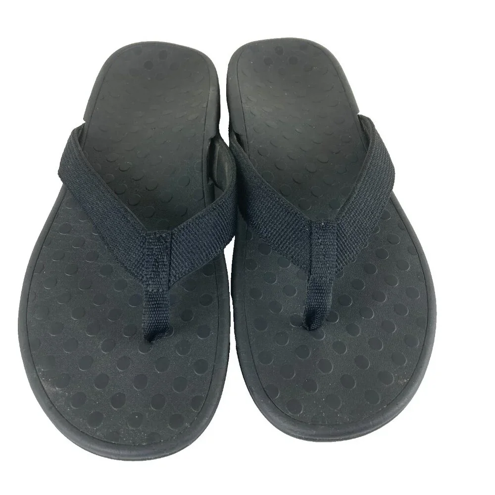 Mens Sz 11 Black Flip Flop Sandals With‎ Arch Support